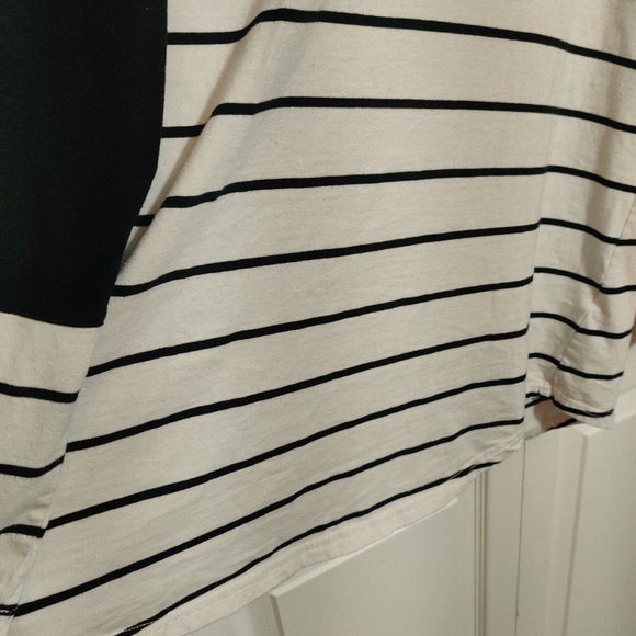 Women's Kancystore XL black/white Striped Long Sleeve Top Button - Picture 8 of 9